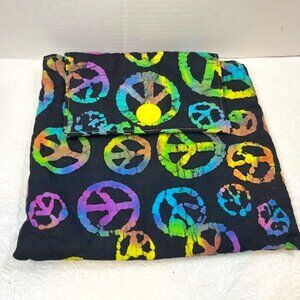 PEACE Symbol Designed Button Cotton Storage Travel Fold Over Pouch Bag